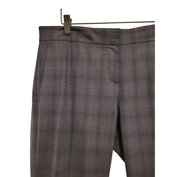 Theory Plaid Wool Blend Dress Pants Gray Trousers 10 - Picture 3 of 10